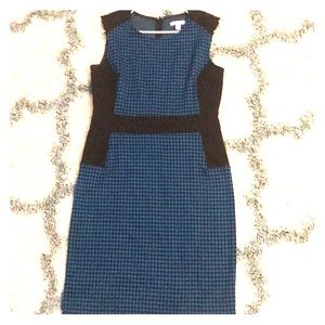 Cute, chic block dress with houndstooth detail
